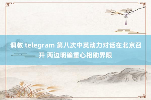 调教 telegram 第八次中英动力对话在北京召开 两边明确重心相助界限