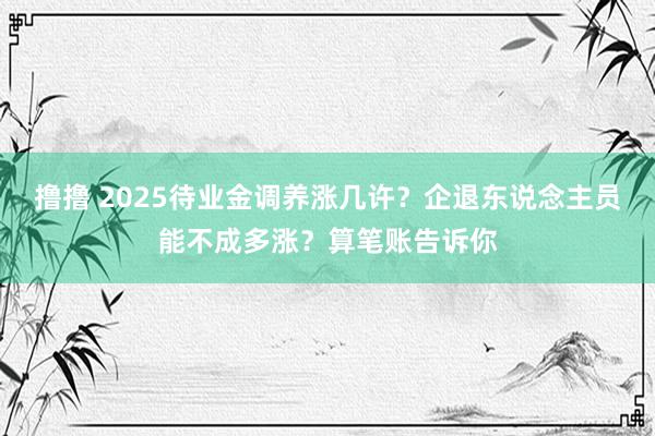 撸撸 2025待业金调养涨几许？企退东说念主员能不成多涨？算笔账告诉你