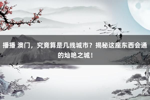 播播 澳门，究竟算是几线城市？揭秘这座东西会通的灿艳之城！