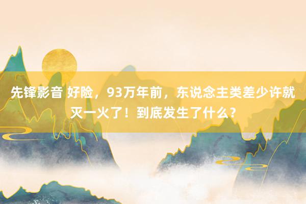 先锋影音 好险，93万年前，东说念主类差少许就灭一火了！到底发生了什么？