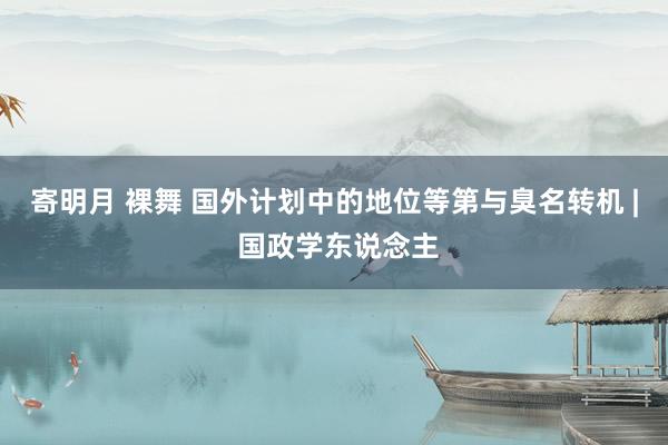 寄明月 裸舞 国外计划中的地位等第与臭名转机 | 国政学东说念主