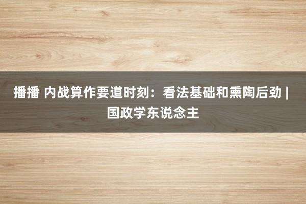 播播 内战算作要道时刻：看法基础和熏陶后劲 | 国政学东说念主