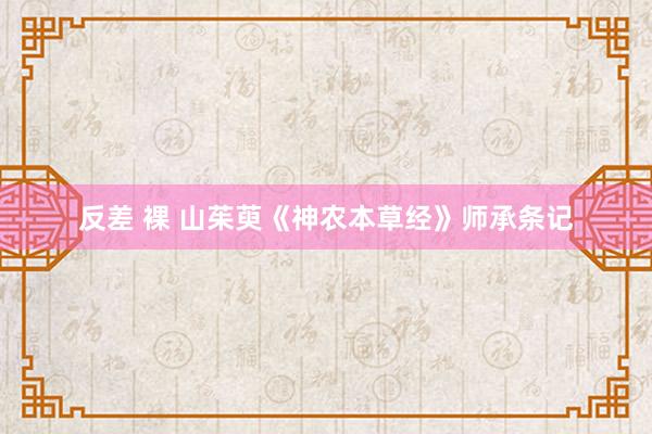 反差 裸 山茱萸《神农本草经》师承条记